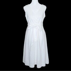 Tommy Hilfiger Vintage Y2K Dress Sleeveless Womens Small White Eyelet Embroidery